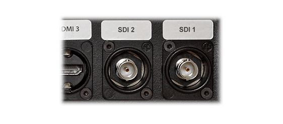 Enlarged view of the SDI sockets in the BSS Case Professional