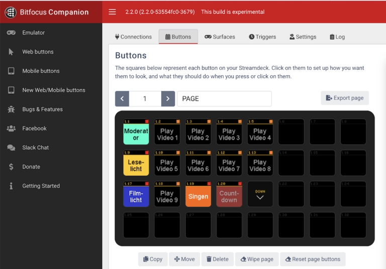 Bitfocus Companion the web-based control surface for Streamdeck hardware