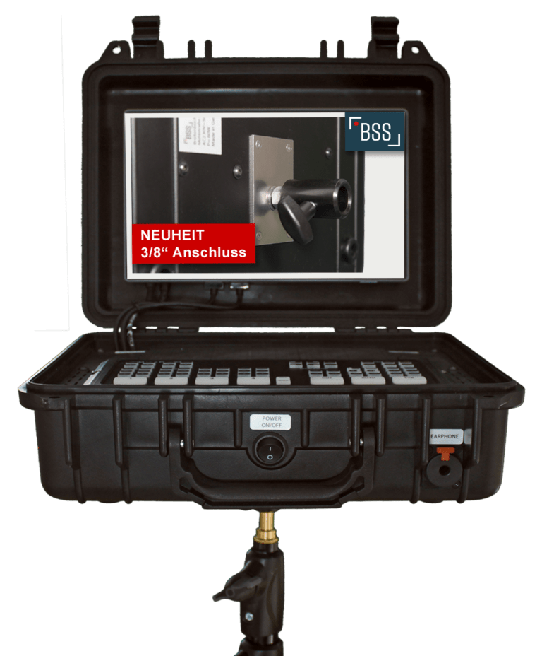 Befestigung des Case für den ATEM Mini durch die ⅜ Zoll Gewindebuchse
