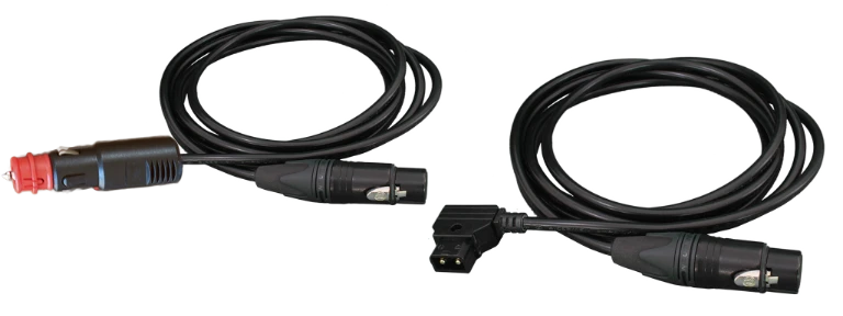 Various connection cables for operating the ATEM Mini with a 12V source such as a battery or rechargeable battery